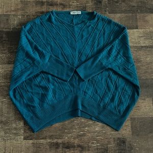 Turquoise Blue Patterned 80’s Poncho Sweater size XL or XXL